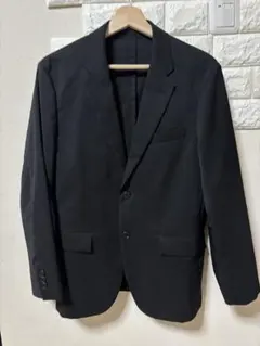 美品 UNIQLO 感動ジャケット ウールライク ブラック Sサイズ　しつけ糸付