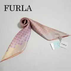 FURLA(フルラ)　スカーフ　小サイズ　グラデーションロゴ　イエロー・パープル
