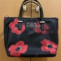 kate spade 花柄ハンドバッグ 黒/赤