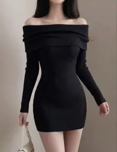 SHEINニットオフショルワンピース