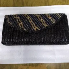 ビーズ装飾 黒 クラッチバッグ