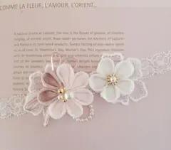 ひな祭りつまみ細工のベビーヘアバンド　初節句　お食い初め　袴ロンパース髪飾り