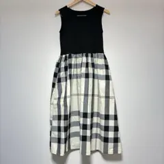 フェリシモ　ノースリーブ チェック柄 ロングワンピース　MPサイズ　レディース