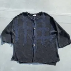 Plantation 幾何学ジャガード 総柄カーディガン 貝ボタン アーカイブ