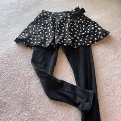 スカート付きレギンス 120cm 黒白ドット