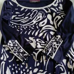 レオナール ロング ニット ワンピース M ブラック 花柄 マキシ丈 A