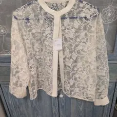 Bleu Bleuet 刺繍レース 長袖カーディガン アイボリーのサムネイル