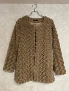 デュラス　DURAS ノーカラー　ファーコート　キャメル　モコモコ