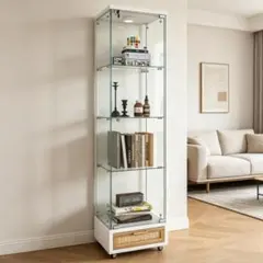 コレクションケース 引出し付 両扉タイプ 幅80×奥行36×高さ184cm 白
