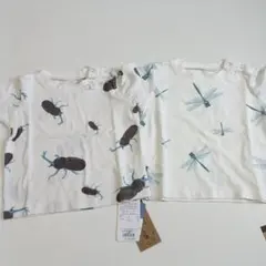 Tシャツ 2枚セット カブトムシ トンボ 昆虫柄