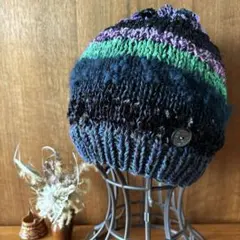ウール ニット帽 手編み