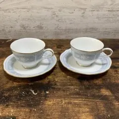 OS29 ノリタケ レースウッドゴールド カップ＆ソーサー ペア 2客 洋食器
