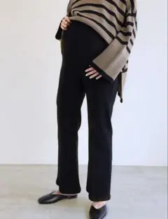 ストレッチマタニティフレアパンツ ブラック