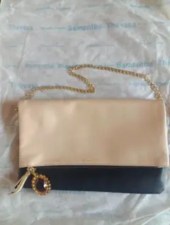Samantha Thavasa クラッチバッグ 黒/ピンクベージュ