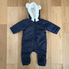 ネイビー ボア付きフード アウター