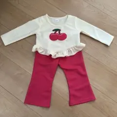 フリル付きトップスとパンツセット 9-12M