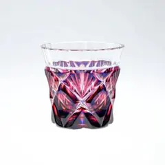 島津薩摩切子 二色冷酒杯 ルリ金赤 新品木箱付き カットクリスタルガラス