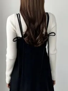 【タグ付き】Louereセミフレアバックリボンコーデュロイキャミワンピース XL