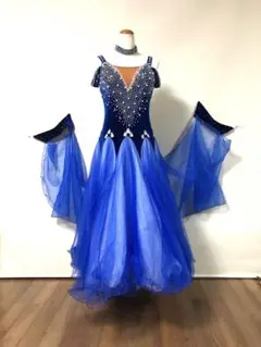 社交ダンスドレス 青 、衣装M