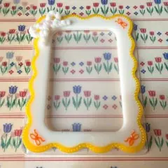 ♡2-3 硬質デコケース トレカケース レジン リボン 黄色 オレンジ 白