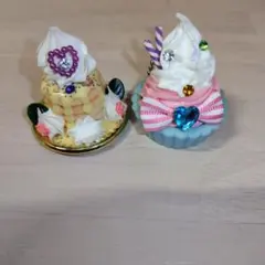 ミニチュアスイーツ 2個セット カップケーキとパンケーキタワー