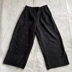 coen リネン100% ワイドパンツ ブラック Lサイズ