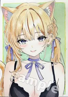 オリジナルイラスト手描き一点物原画コピック