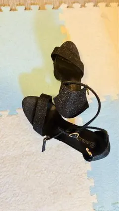 ブラックグリッターサンダル 高ヒール