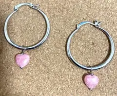 インカローズハート型フープピアス