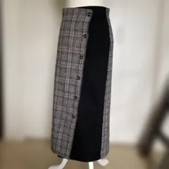 チェック柄タイトスカート ボタン式　秋冬　サイズＭ