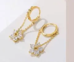 ピアス レディース 人気 桜 18金RGP ジルコニア フープ ピアス★