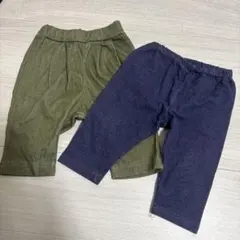 オリーブグリーン・ネイビー パンツセット 70
