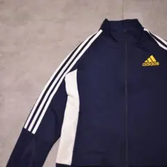 adidas トラックジャケット ジャージ サイドライン 刺繍ロゴゴールド L