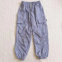 しまむら ハート刺繍 カーゴパンツ ロングパンツ パープル 130