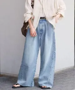 新品未使用 JOURNAL STANDARD 2タックワイドデニムパンツ 38のサムネイル