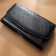 ブラック合成皮革スマホケース 17cmx10cm