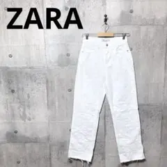 ZARA ザラ レディース カットオフ ホワイトストレートデニム ジーンズのサムネイル