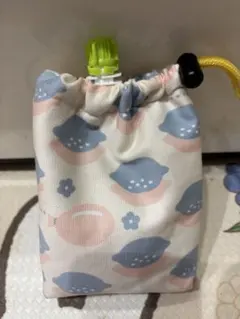 ハンドメイド 巾着袋 保冷ポーチ レモン柄