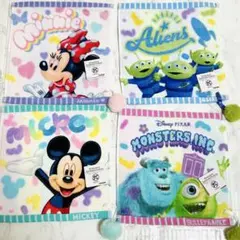 【ディズニー】ハンドタオル×4枚　ファーボール付き