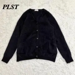 【美品】 PLST アンゴラ混 ニットカーディガン 2 ブラック
