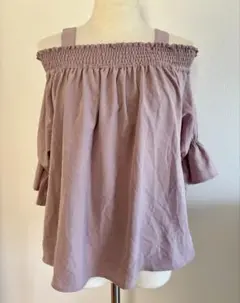 RETRO GIRL オフショルダー　くすみピンク　半袖