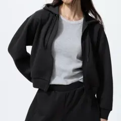 【新品】25年UNIQLO／ドライスウェットフルジップパーカー／ブラック／Ｍ