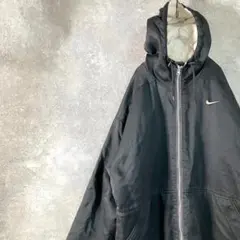 NIKE 90s ベンチコート　ブラック　フーディー　ロング丈　ロゴ刺繍　銀タグ
