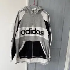希少adidasオリジナル ハーフジップパーカー グレー/ブラック