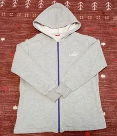 PUMA フード付きグレー ジップアップパーカー 140cm