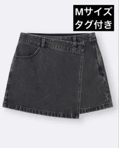 GU デニム ラップスカートラップスコート ショートパンツ　ダークグレー　M