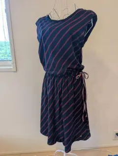 ストライプ ノースリーブワンピースTOMMYトミーフィルフィガーM