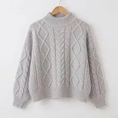美品✨ GRL グレイル ハイネックニット ケーブル編 F グレー ショート丈