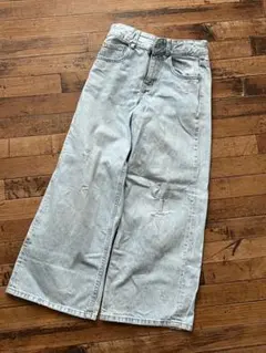 ZARAザラ　140 ダメージ加工デニム ワイドレッグパンツ