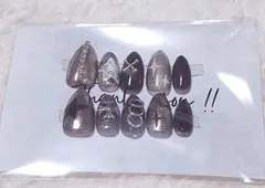 ダークグレー メタリック ネイルチップ 10個入り